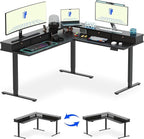 FLEXISPOT 71" Large L Shaped Standing Desk Electric Corner Table by FlexiSpot