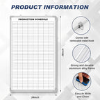 Lined Whiteboard Blank Grid Aluminum Frame Dry Erase Board Reusable Wall - Image 3