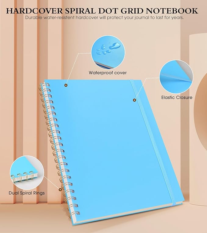UEBZFOCS Dotted Notebook, Spiral Notebook Journal 8.5” x 11”, A4 Large Dot Grid - Image 3