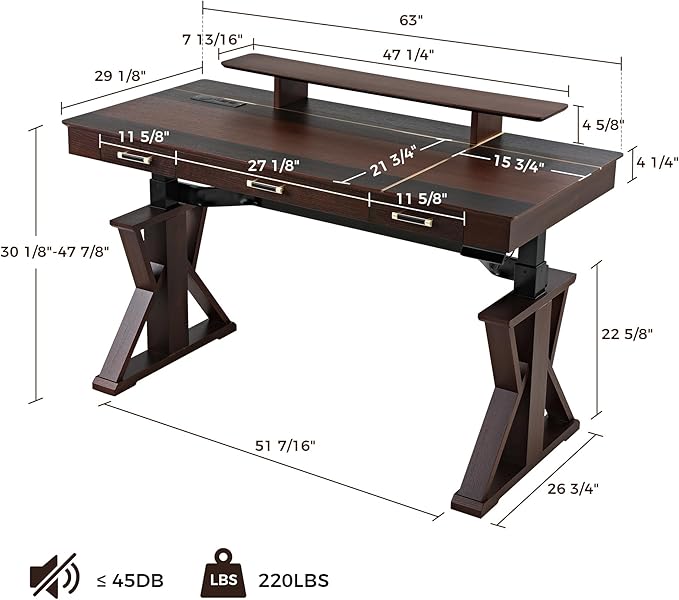 EUREKA ERGONOMIC Ark SWS Standing Desk, 63 inch Executive Desk w Drawers - Image 2