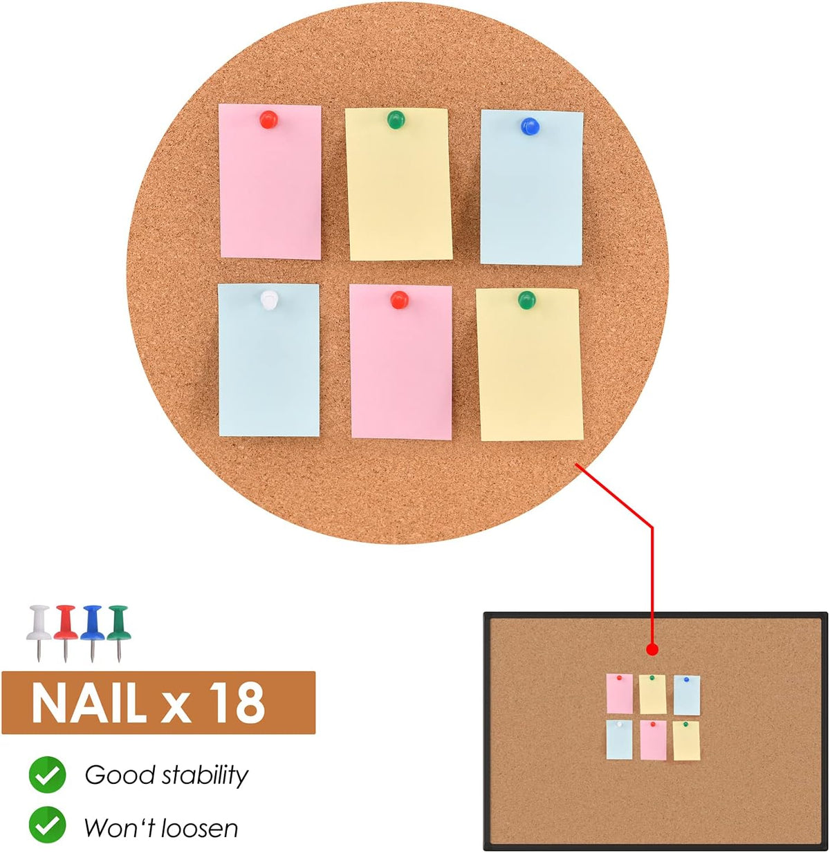 Cork Board Bulletin Board 48" x 36", Black Aluminium Framed 4x3 Cor...