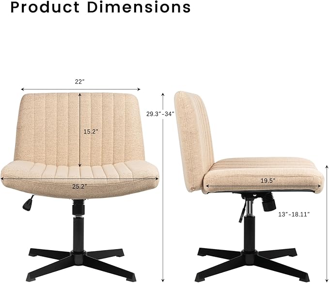 PUKAMI Criss Cross Chair, Armless Cross Legged Office Desk Chair No Wheels - Image 2