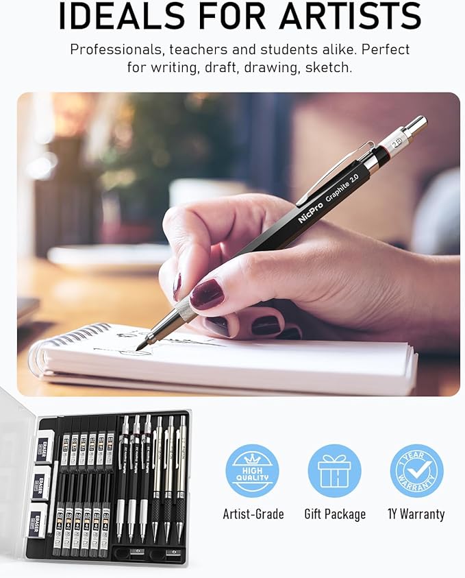 Nicpro 6PCS Art Mechanical Pencil Set, Sketching Drawing - Image 6