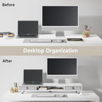 Fenge Dual Monitor Stand with 2 Drawers, 42.5 Inches Large Computer Riser - Image 5