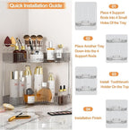 SUNZOS 2 Tier Corner Bathroom Counter Organizer, Bathroom Countertop Shelf - Image 6