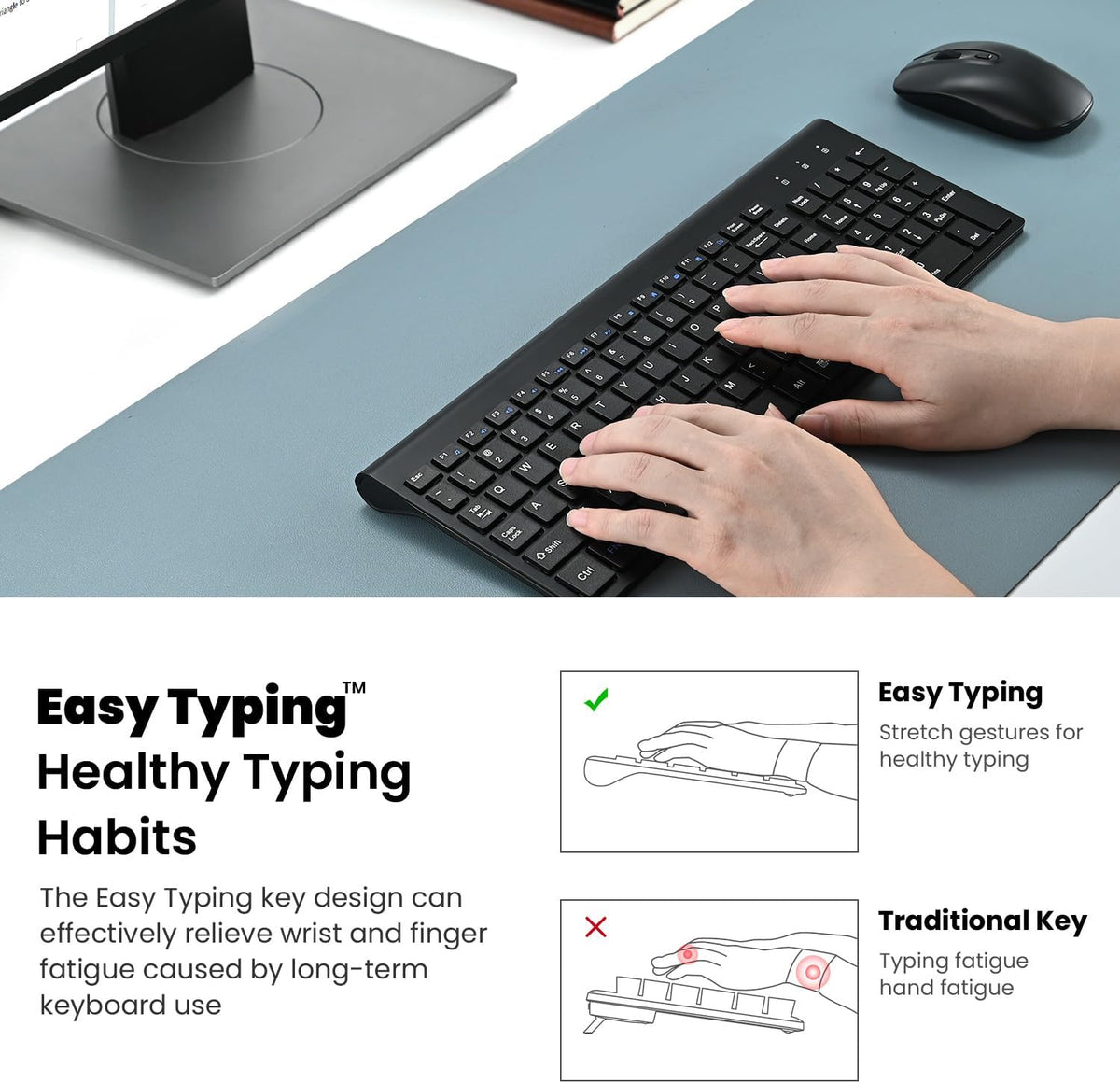 cimetech EasyTyping KF10 Wireless Keyboard and Mouse Combo, [Silent Scissor S...