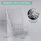 2 Pack Acrylic Brochure Holder 8.5 x 11 inches, 3 Tier Clear Brochure Display - Image 3