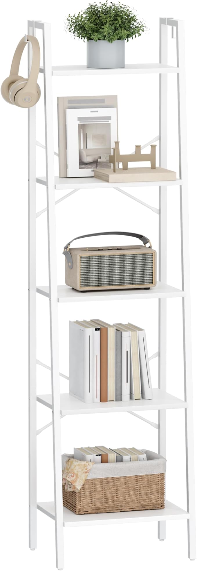 Hzuaneri Ladder Shelf, Bookshelf Bookcase, Freestanding Corner Storage Shelve - Image 9