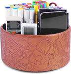 Hennaja Remote Control Holder, 360°Spinning PU Leather Desk TV Remote Caddy by Hennaja