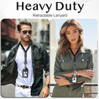 DELSWIN Badge Holder with Retractable Lanyard, PU Leather ID Badge Card Holder - Image 2