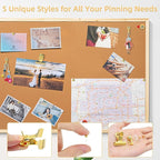 Gold Push Pins Set, 5 Styles Office Pushpins Set in Storage Box - Image 5