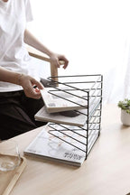 Sooyee 9 Slot White Magazine Holder, Desktop File Sorter Organizer Triangle - Image 6