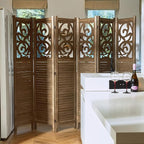 Room Divider Wood Carved Wall Divider Indoor Folding Portable Partition Screen - Image 8
