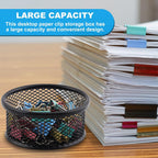 LOQJSS 2PCS Mesh Paper Clip Holder for Desk, Stackable Paper Clip Organizer | Mesh Paperclip Dispenser Organizer with Non-Slip EVA Pad,Paperclip Holder for Office School Binder Box