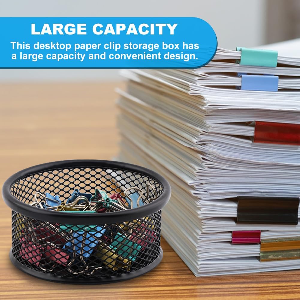 LOQJSS 2PCS Mesh Paper Clip Holder for Desk, Stackable Paper Clip Organizer | Mesh Paperclip Dispenser Organizer with Non-Slip EVA Pad,Paperclip Holder for Office School Binder Box