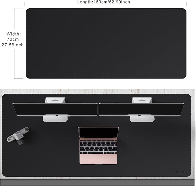 Mydours Giant Desk Mat, 63 x 28 inch Extended PU Leather Desk Pad, Gaming Desk - Image 2