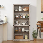 RWYHG 70" Grey Tall Bookshelf Set of 2, 5-Tier Thick Wooden Book Shelf - Image 9