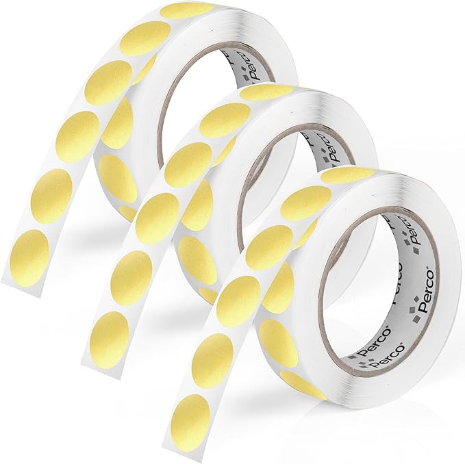 Perco Metallic Gold 1" Round Circle Dot Sticker Labels by Perco