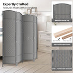 cocosica Paper Rope Room Divider, 4 Panel Wood Mesh Woven Design Screen - Image 2
