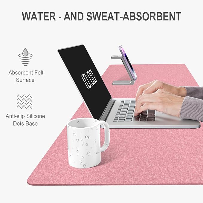Auhoahsil Felt Desk Mat, Minimalist Large Mouse Pad XL 31.5 x 11.8 in, Desk Matt - Image 5