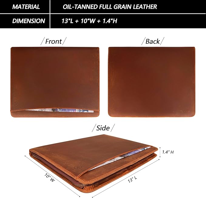 JinRuiKJ Leather Portfolio for Men, Business Portfolio Binder for A4/Pad - Image 3