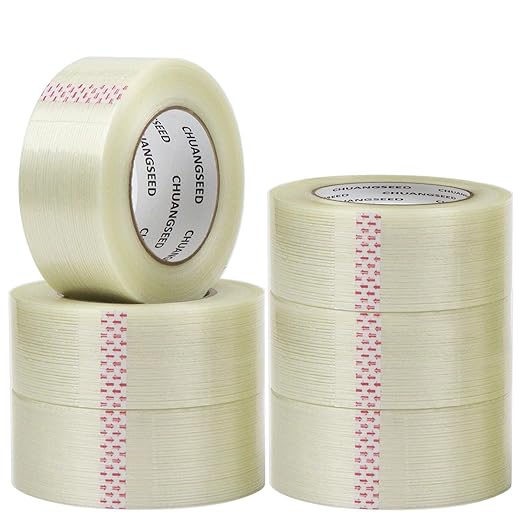 CHUANGSEED 6-Pack Mono Filament Strapping Tape 6.2mil x 2Inch x 60yds Commodity by CHUANGSEED