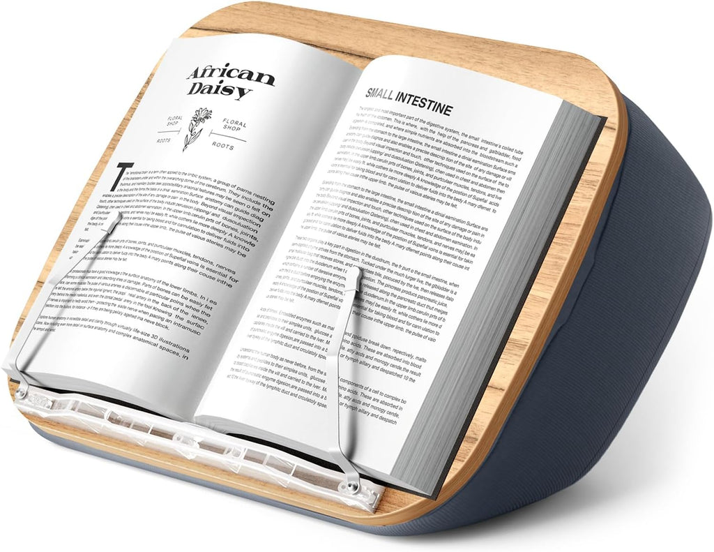 ERGONOV Lap Book Stand for Hands Free Reading Comfortable Pillow Stand | Minimize Neck Strain Perfect Idea for Book Lovers in Dorm Room or Anywhere Else with Bookseat(Gray)