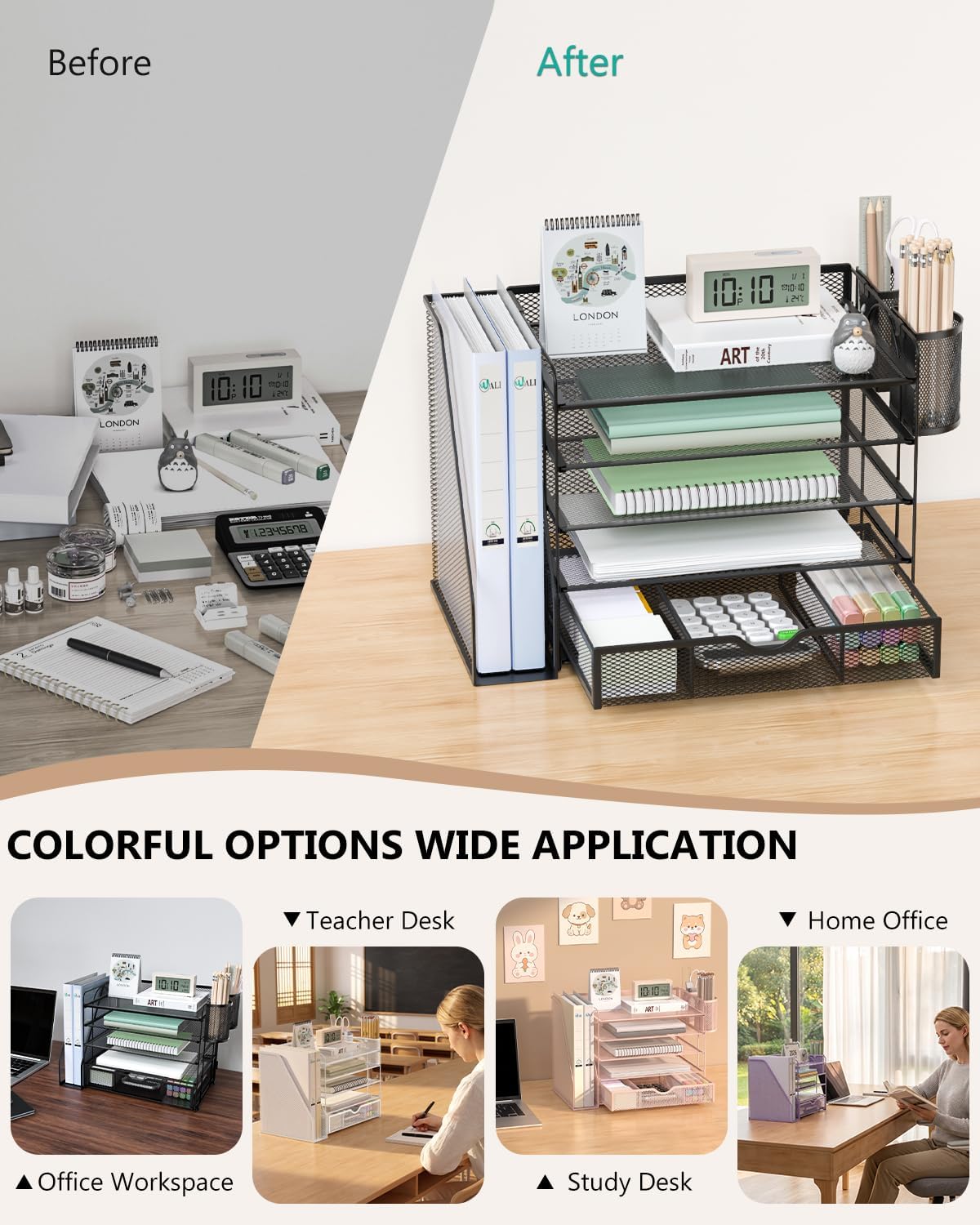 wali desk file organizer, 5 tier desktop paper, package contents