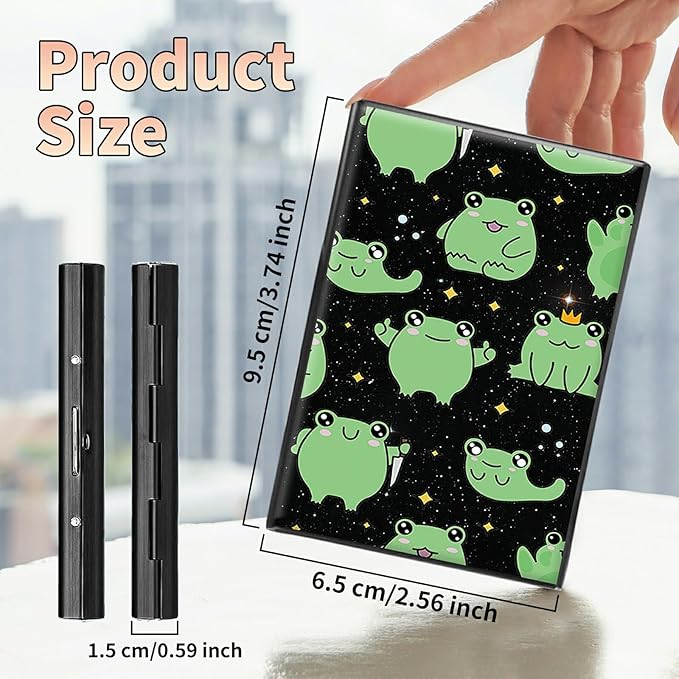 BWEGRHE Slim Credit Card Holder, Princess Frog RFID Blocking Metal Wallet - Image 2