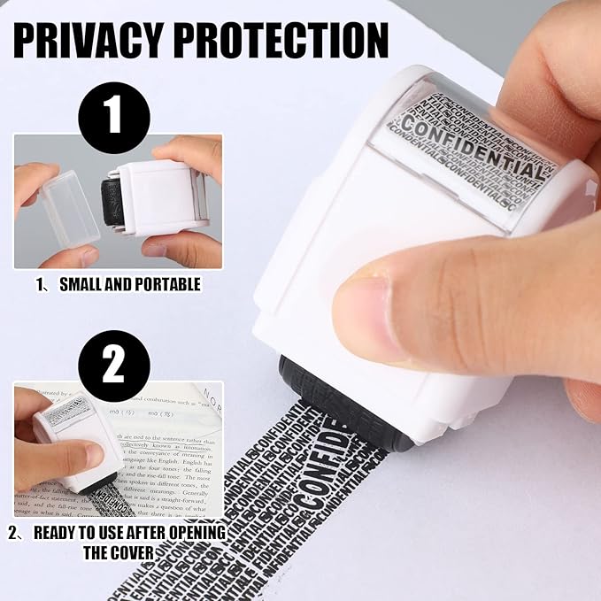 Nezyo 2 Pack Identity Protection Roller Stamp Identity Theft, Confidential - Image 4