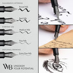 Wordsworth & Black Fountain Pen Set, Bent Nib, Includes 24 Pack Ink Cartridges - Image 5