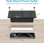 30W Recessed Power Strip USB C, Desk Flush Mount Outlet Plug in 6 AC & 8 USB - Image 2