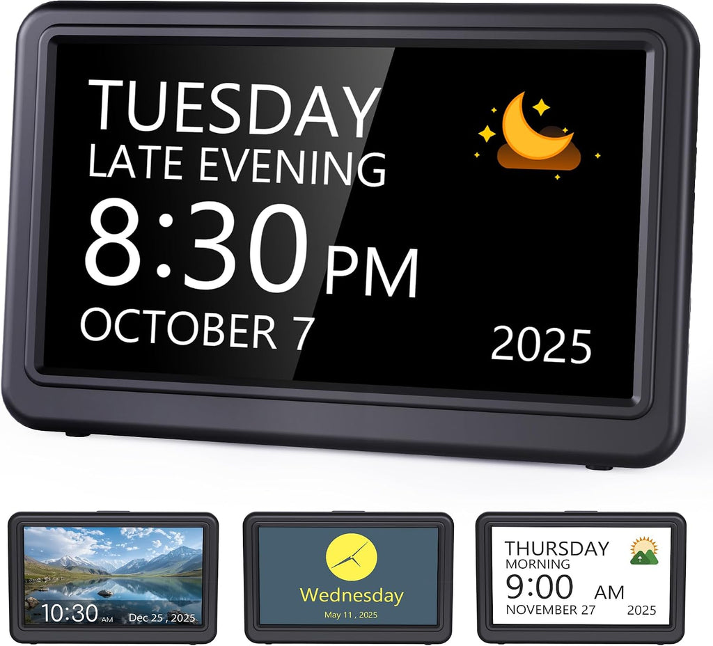 raynic date clock, digital clock with 12 themes, main product view