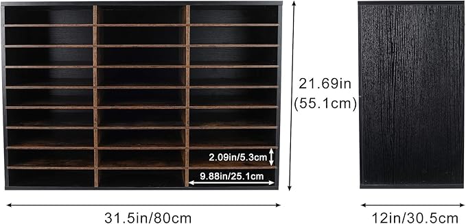 TQVAI Wood Literature Organizer, 27 Slots Hold 13500 Sheets A4 Papers, Wooden - Image 3