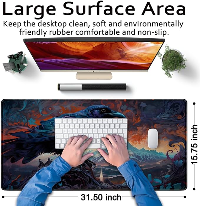 Magic Crow Desk Mat Gaming Misty Fores Mouse Pad Playmat, Large Gaming Mousepad - Image 6