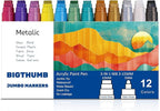 BIGTHUMB Jumbo Graffiti Poster Markers Set: 12 Metallic Colors Large 15mm Wide by BIGTHUMB