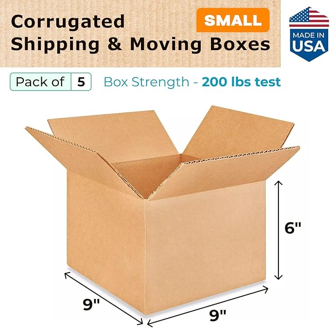Small Moving & Shipping Boxes 9 x 9 x 6 inches - Image 2