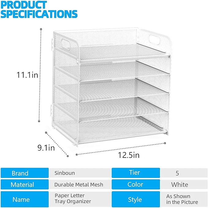 Letter Tray Paper Organizer 5-Tier Desk Organizer File Organizer Paper Holder - Image 2
