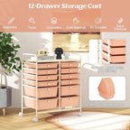 LDAILY 12 Drawer Rolling Storage Cart, Craft Cart Organizer on Wheels w/Metal - Image 4