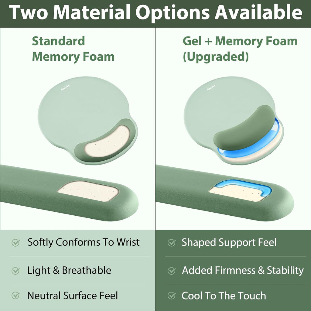 Mouse Pad and Keyboard Wrist Rest, 3-in-1 Gel Memory Foam Ergonomic Mouse Pad with Wrist Rest Set,Gaming Mousepad Arm Cushion Support for Computer Office Desk Accessories Cute Setup,Sage Green