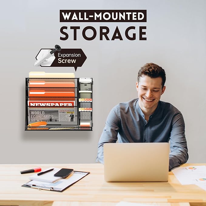 SUPEASY Wall File Organizer, 5-Tier office wall organizer - Image 2