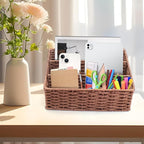 Woven Mail Organizer for Desk Countertop, Mail Holder Sorter Storage Basket for - Image 5