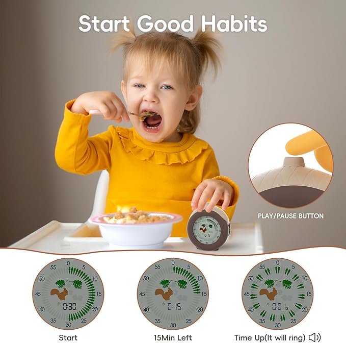 Visual Timer for Kids, 299-Minute Cute Kids Squirrel Timer, ADHD Autism Toddler - Image 6