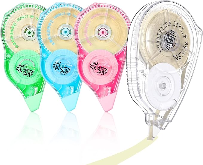 Zonon 4 Pieces Correction Tape Cream Color Beige Corrective Tape Eraser 100 by Zonon
