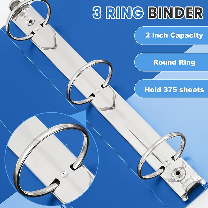 Henoyso 12 Pcs 3 Ring 2 Inch Binders Fits 8.5 x 11 Inch Letter Size Paper - Image 4