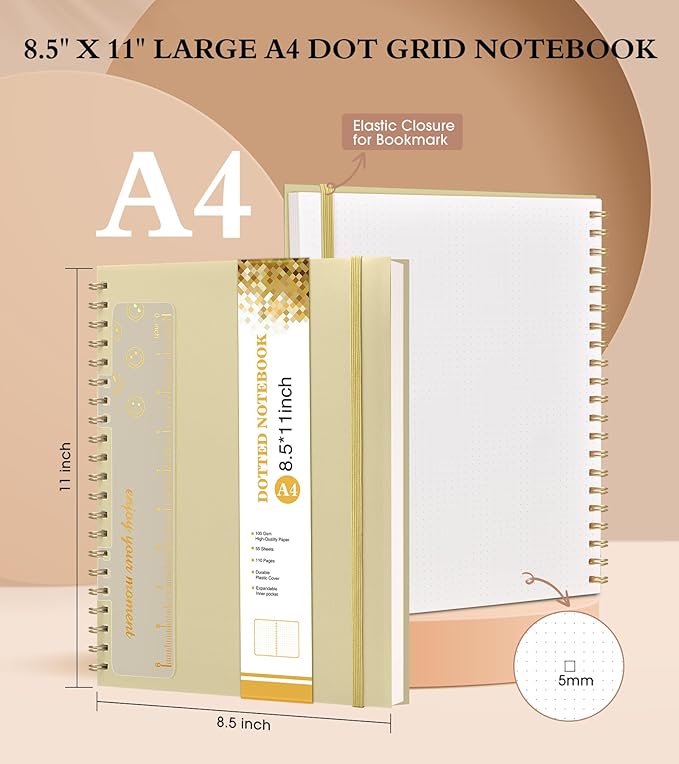 Dotted Notebook, Spiral Notebook Journal 8.5” x 11”, A4 Large Dot Grid Notebooks - Image 2