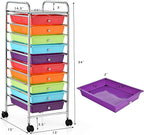 Giantex 10 Drawer Rolling Storage Cart Scrapbook Paper Office School Organizer - Image 3