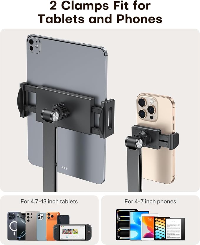OMOTON Adjustable Tablet Stand for iPad, Desk Phone Holder for Bed - Image 3