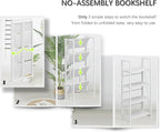 4NM No Assembly Folding Bookshelf Storage Shelves 4 Tiers Vintage Bookcase - Image 6