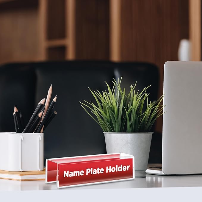 Cinnvoice 10 Pcs 2.25 Inch Cubicle Name Plate Holders Bulk Clear Double Sided - Image 6